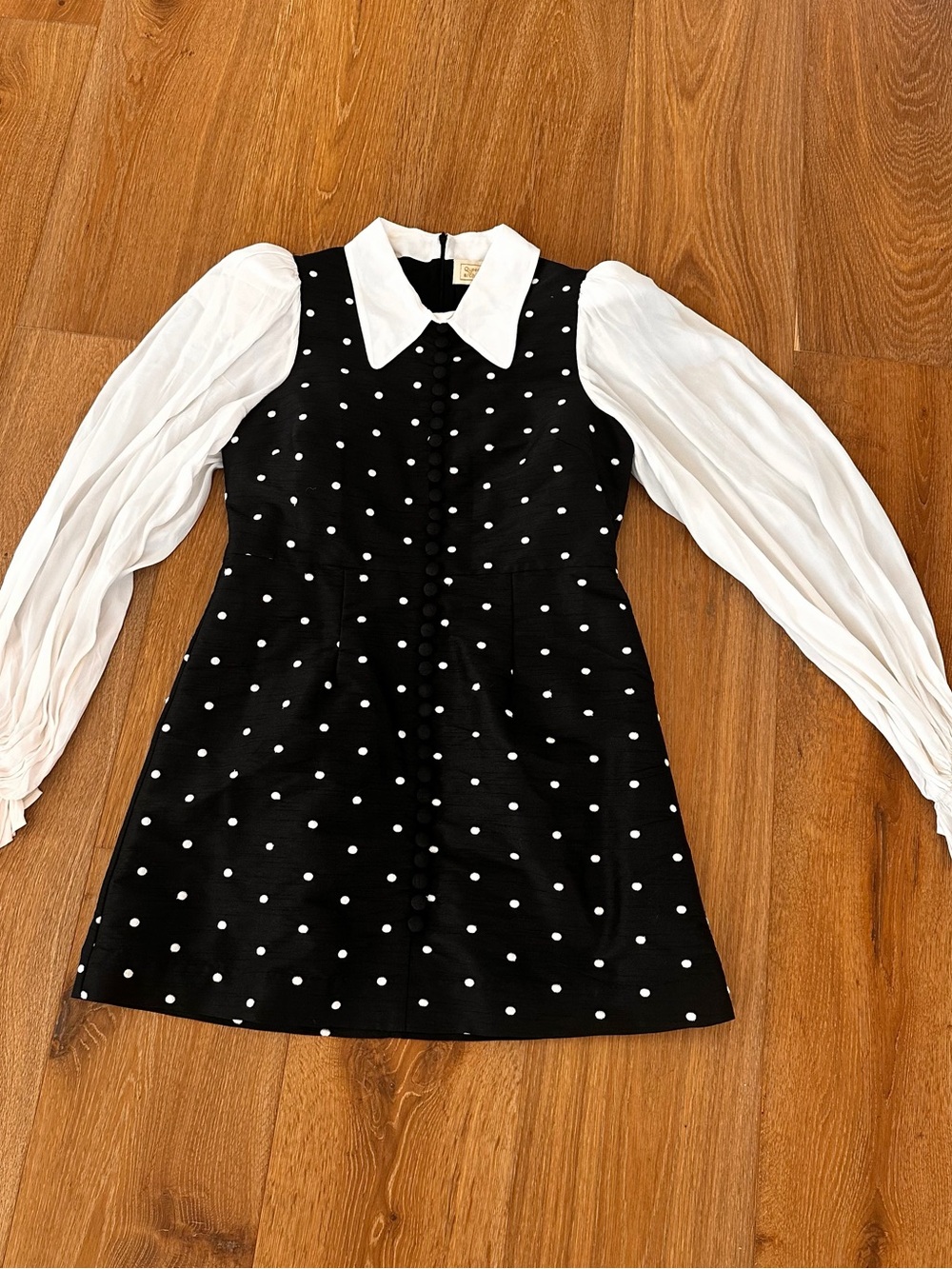 Women’s Queens of Archive Black & White Polka Dot Dress with White Collar